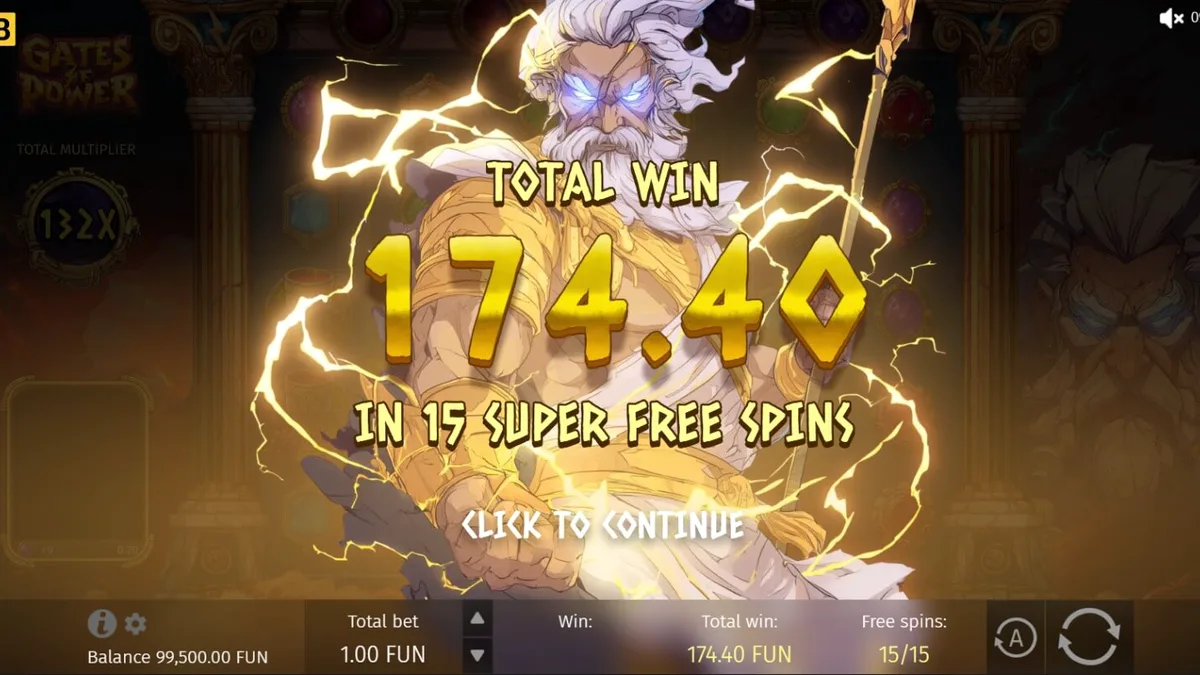 Tampilan visual slot Gates of Power dengan tema Zeus dan Olympus